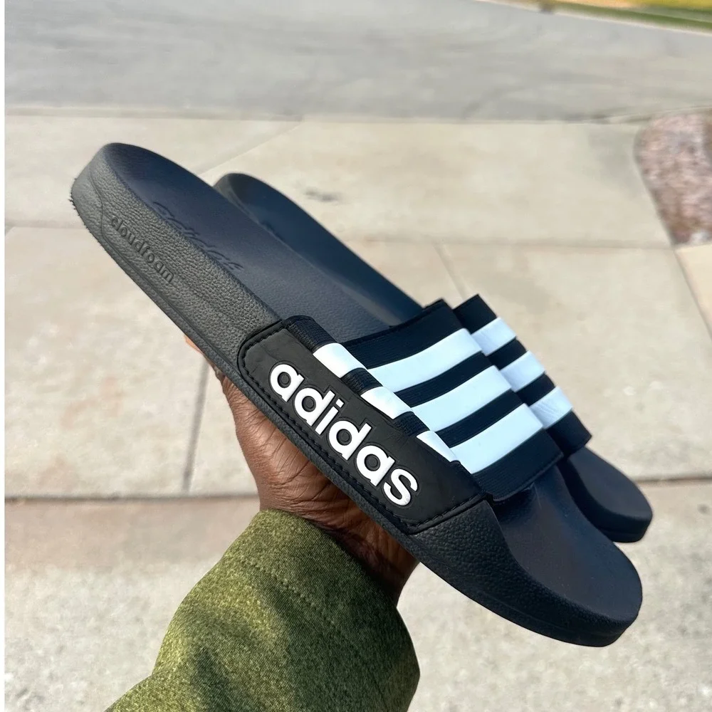 Adidas Adilette Shower‎ Slide Sandals Men's Size 14 Black White